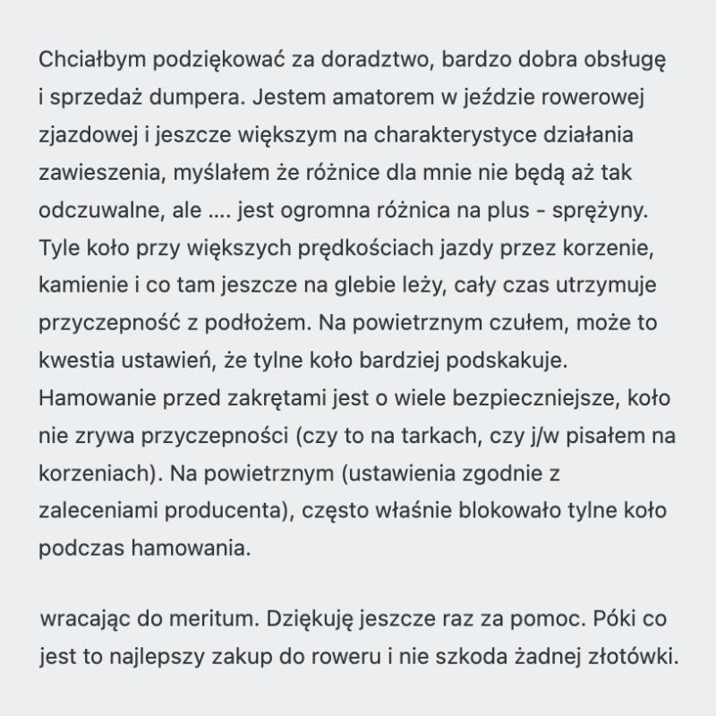 Różnica między damperem powietrznym a sprężynowym opinia klienta 4088