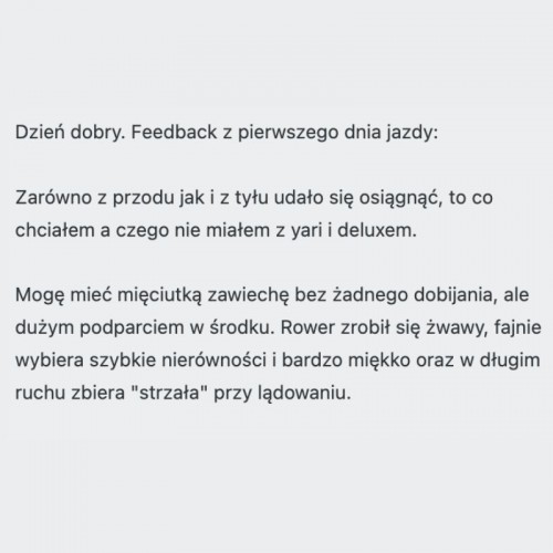 Pierwszy dzień jazdy - miękka zawiecha, zero dobicia, dużo wsparcia | 4143