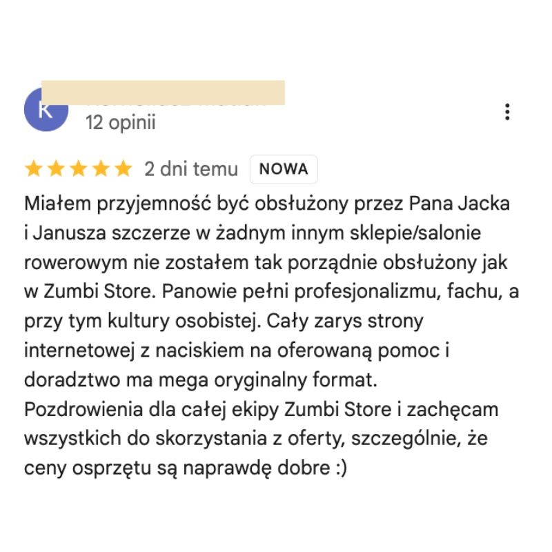 Profesjonalna obsługa w Zumbi Store  opinia klienta | 4146
