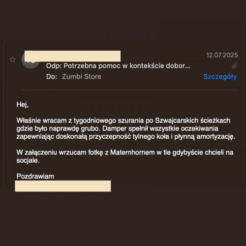 Damper CaneCreek sprawdzony w Alpach  opinia klienta Zumbi Store | 4144